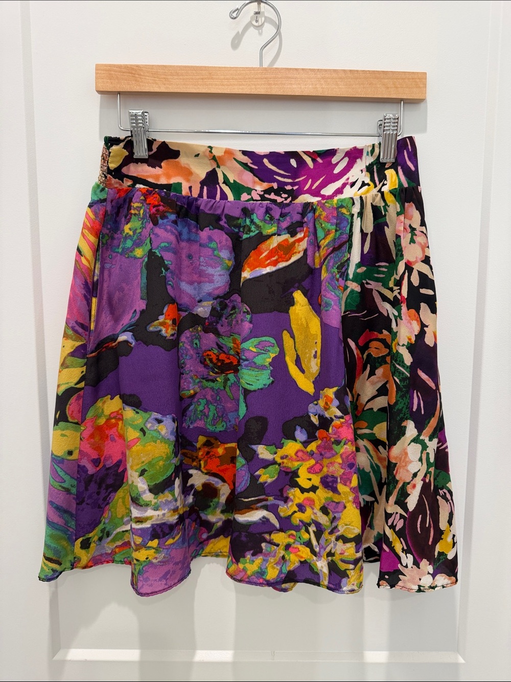 Maeve Silk Bold Floral Circle Skirt Size Small